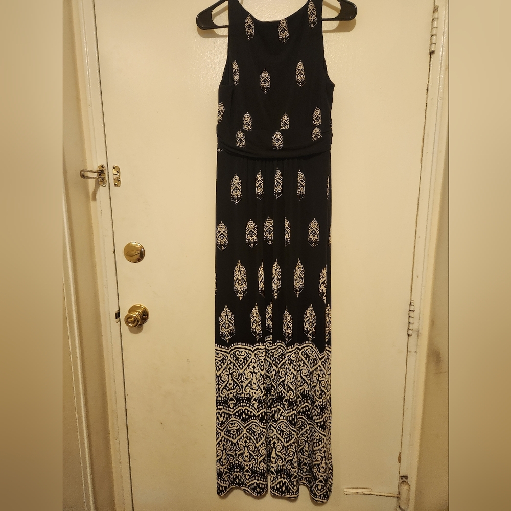 Chaps Black And White Patterned Maxi dress - Picture 5 of 6